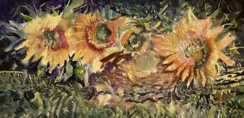 Sonnenblumen in einem Korb - Eryk Maler