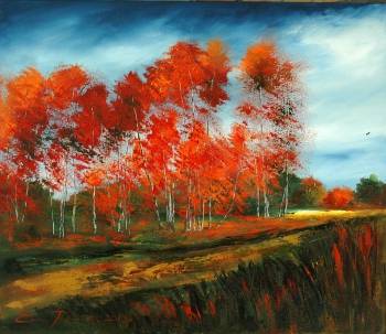 'Autumn landscape - birch' - Ewa Jabłońska