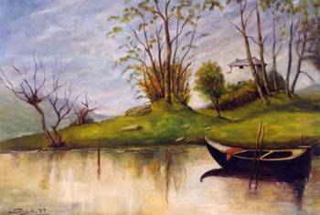 PEJZARZE lake with a boat - Giuseppe Sica