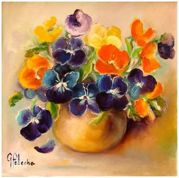 Bratki wiosenne obraz olejny 30-30cm - Grażyna Potocka
