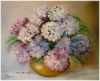 Hortensias peinture à l'huile - Grażyna Potocka
