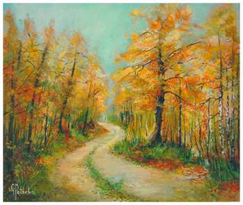 Allée d'automne 50-60cm peinture à l'huile - Grażyna Potocka