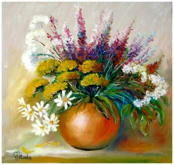 Polne kwiaty obraz olejny 40-42cm - Grażyna Potocka