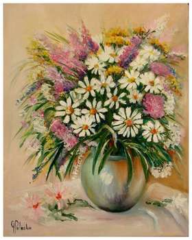 Dipinto ad olio con fiori di campo 40-50cm - Grażyna Potocka