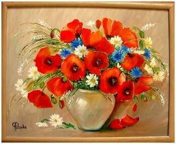 Wildflowers oil painting 50-40cm in a frame - Grażyna Potocka