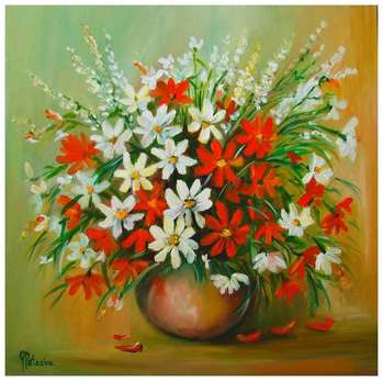 Dipinto ad olio con fiori di campo 50-50cm - Grażyna Potocka