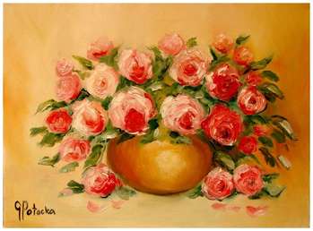 Rosen Ölgemälde 30-40cm - Grażyna Potocka