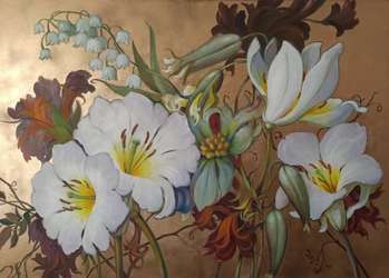 Flower composition on a golden background - Igor Janczuk