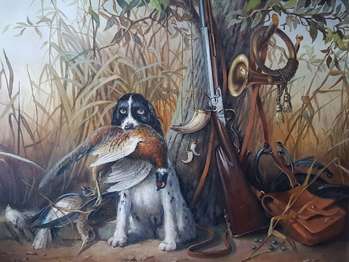 Jagdstilleben mit einem Hund - Igor Janczuk