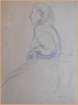 Woman sitting sketch - Jan Cybis