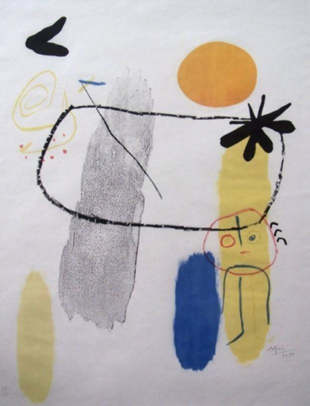 Figura con Red Sun Joan Miro