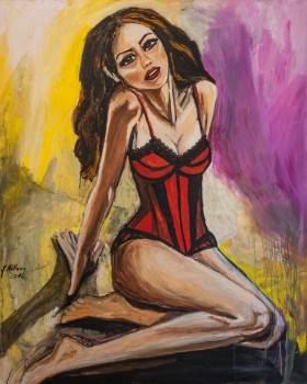Lady dans un corset rouge - Justyna Anthony