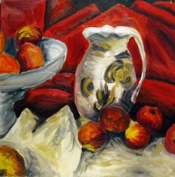 Stillleben mit Äpfeln und Orangen - Katarzyna Gąsiorowska