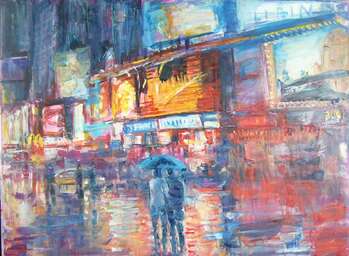 New York Marche sous la pluie - Kazimierz Komarnicki