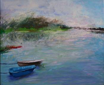 Pejzaż z  łódką  - Krystyna Krasowska Cicha