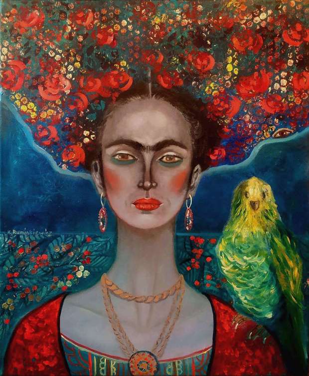 Frida z papugą Krystyna Ruminkiewicz