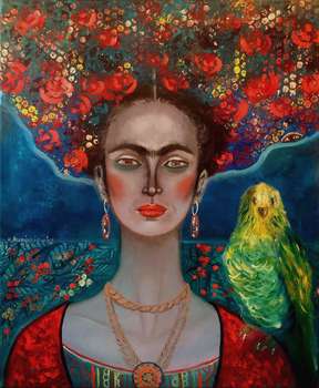 Frida z papugą - Krystyna Ruminkiewicz
