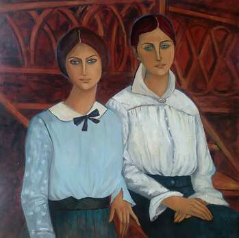Lunia Czechowska with her sister. Modigliani model. - Krystyna Ruminkiewicz