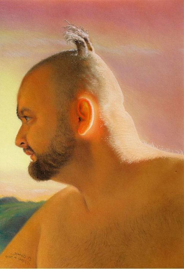 Self Portrait With Mancha With fauns and Krzysztof Izdebski-Cruz
