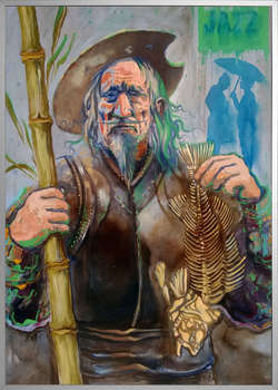 Krzysztof Trzaska, obraz "Don Kichot I", olej/płyta, 70x50, 2014 - Krzysztof Trzaska