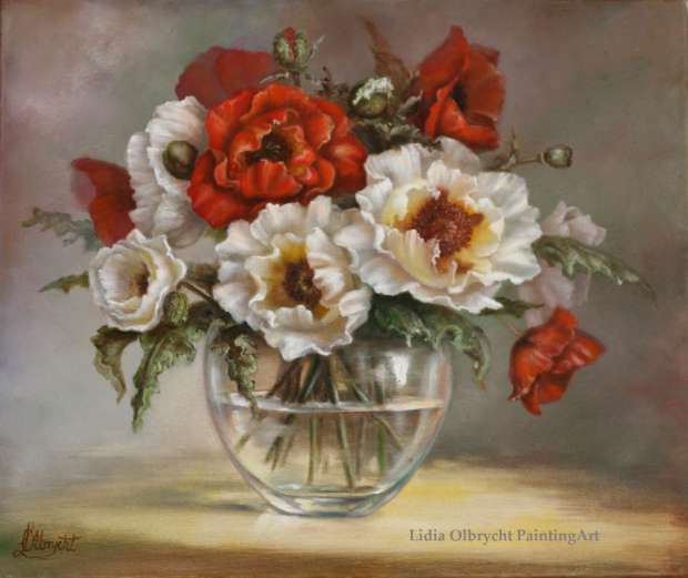 Papaveri - fiori in un vaso, la natura Lidia Olbrycht