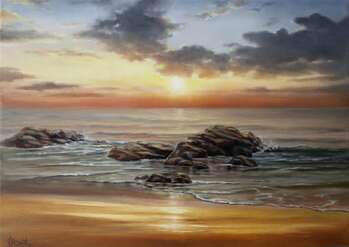 Pejzaż Morski - Zachód Słońca - Lidia Olbrycht