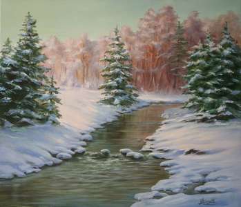 Flusso di paesaggio invernale - Lidia Olbrycht