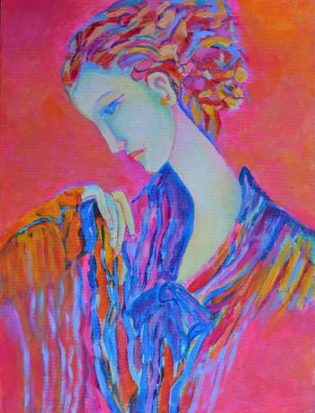 Painting with a woman - Lady Pink 30 x 40 - Magdalena Walulik