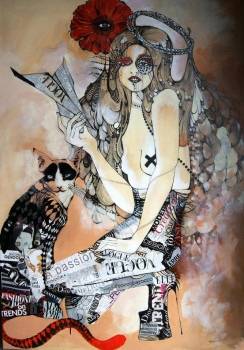Cat Vanii, origami with Vogue and stoned eye of providence - Maggie Piu
