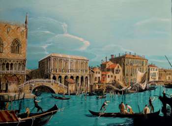 Molo i nabrzeze Schiovani widziane z basenu San Marco kopia Canaletta - Marek Izydorczyk