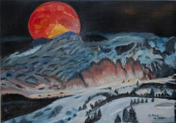 Luna sopra la montagna d'inverno - Marianna Wloka