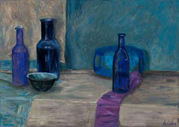 Still Life with Blue Bottles - Mariusz Krzysztof Aniśko