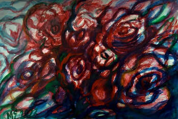 Une mer de roses tombant dans l'abstraction - Marzena Salwowska
