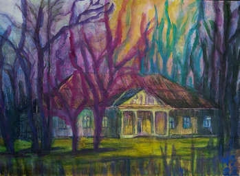 Polish manor house with purple trees - Marzena Salwowska