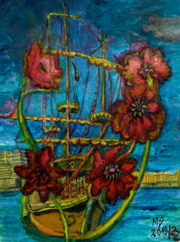 Ship and sea flowers - Marzena Salwowska