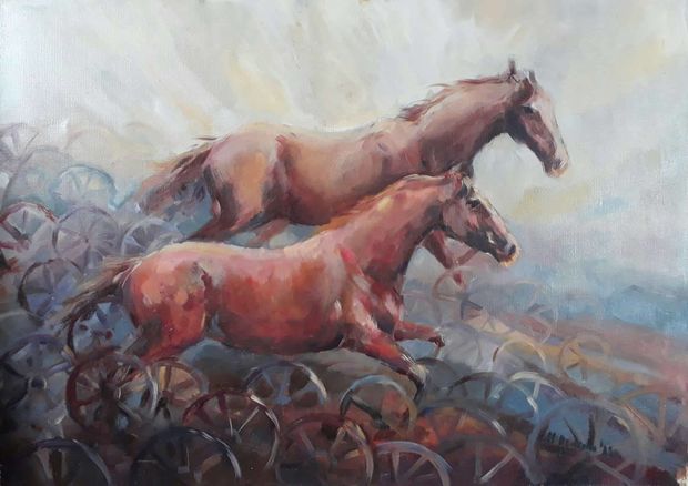 Красные лошади Michalina Derlicka