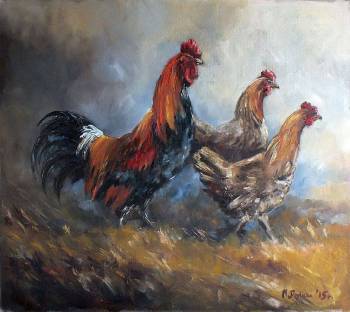 Hahn und Hühner - Michalina Derlicka