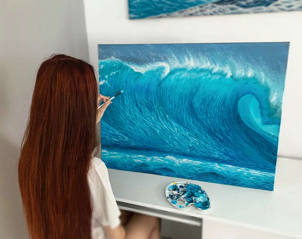 Tsunami - obraz akrylowy na płótnie 80x60 cm Natalia Lichwa