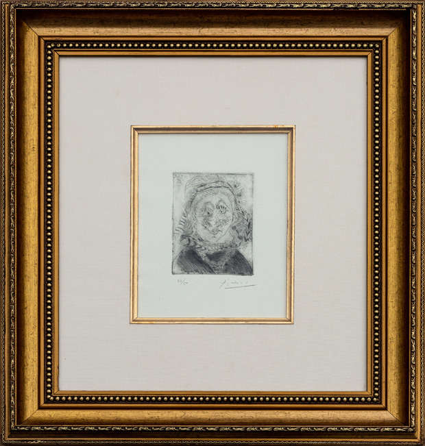 Portret holenderskiej mieszczanki w begince - PODPISANA AKWAFORTA Pablo Picasso