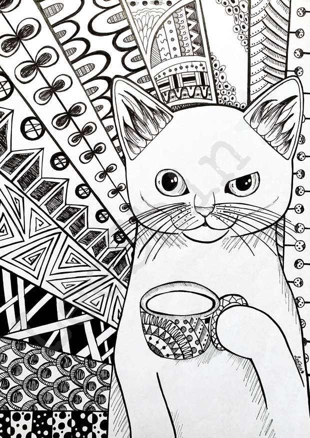 Кот и кофе Shin Lee