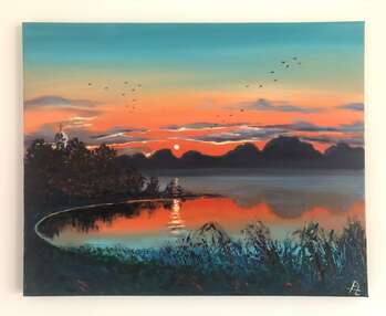 Painting "Evening by the lake" - Tatsiana Liseyenka
