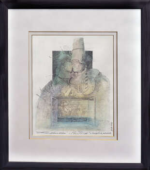 Kiss - etching and watercolor - Tomasz Sętowski