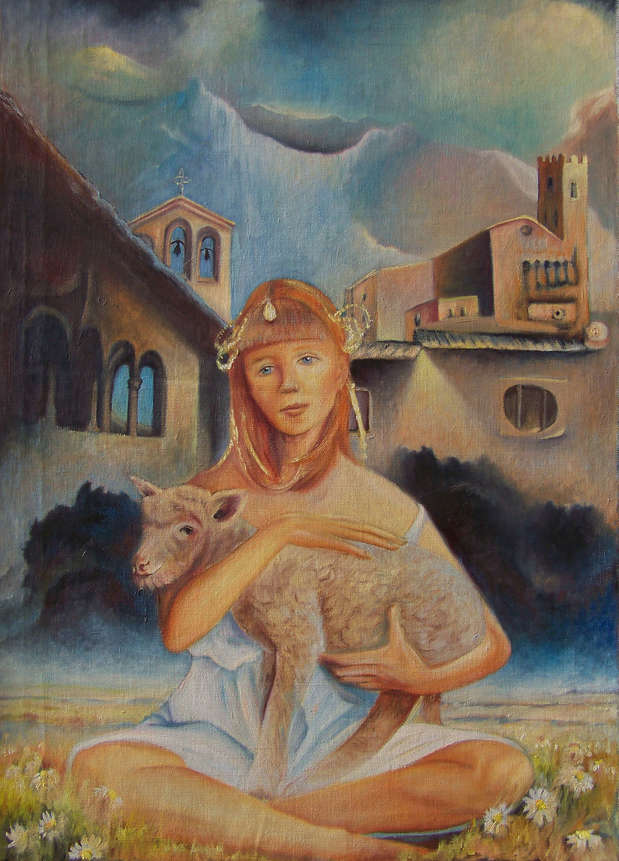 Fille avec un agneau Waldemar Tłuczek