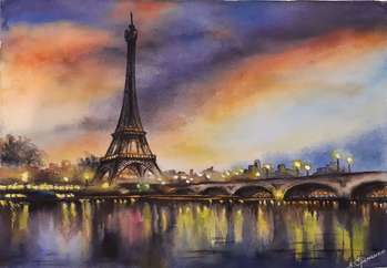 "UNDER THE SKY OF PARIS", watercolor drawing - Yana Yeremenko