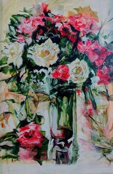 Róże w wazonie - małgorzata machynia